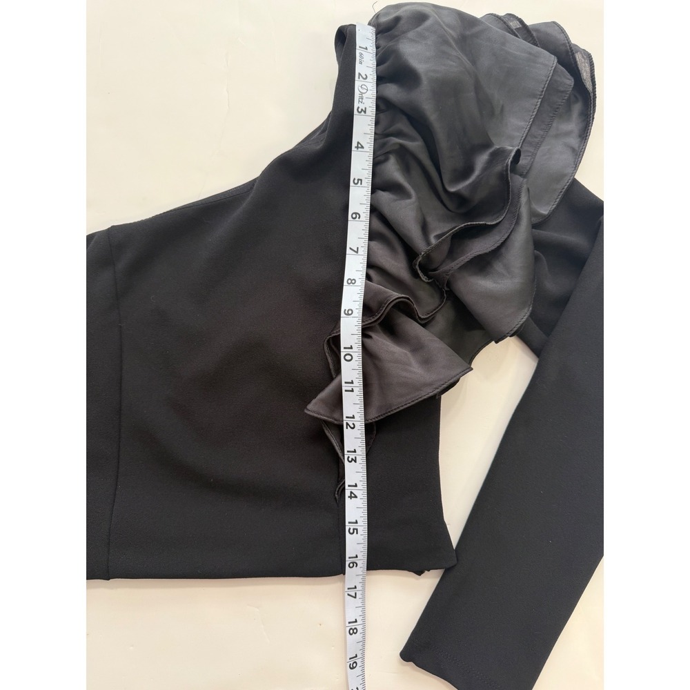 Vestique Black One Shoulder Ruffle Long Sleeve Top Y20528 womens Size M - Picture 5 of 8
